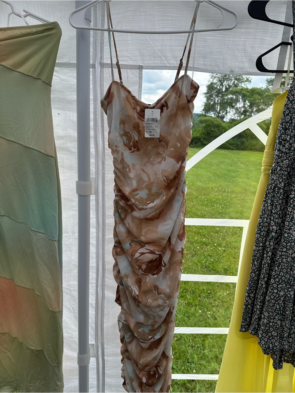 Windsor Taupe & Cream Watercolor Floral Slip Dress